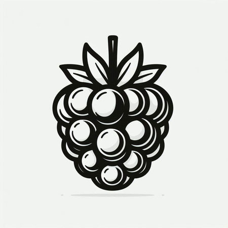 Blackberry vector icon isolated on white background. Hand drawn illustration.の写真素材