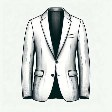 Vector illustration of a white jacket with a black collar on a white background