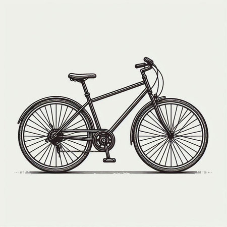 Hand drawn vintage bicycle isolated on white background. Vector illustration in sketch style.の写真素材