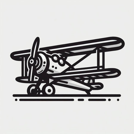 Vintage airplane isolated on white background. Hand drawn vector illustration.
