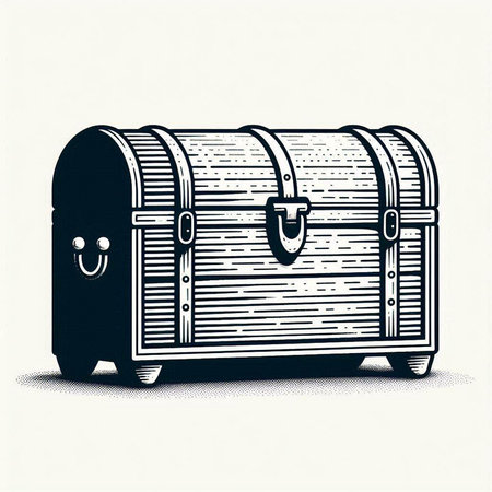 Treasure chest. Vector illustration of an old chest. Vintage style.