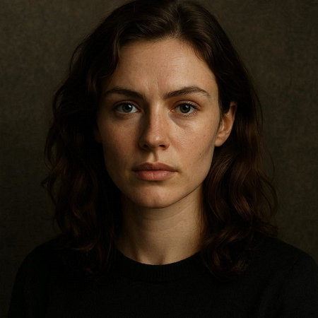 Portrait of a beautiful young woman with freckles on her face