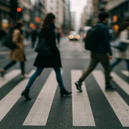 people on zebra crossing in new york city - retro vintage effect