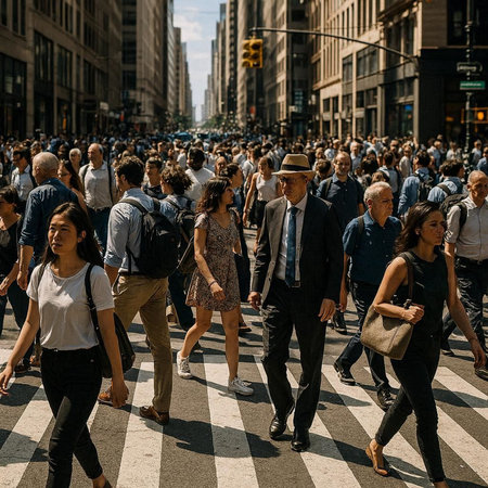 Thousands of people cross the street in Milan. Milan is the capital and largest city of Italy.の写真素材
