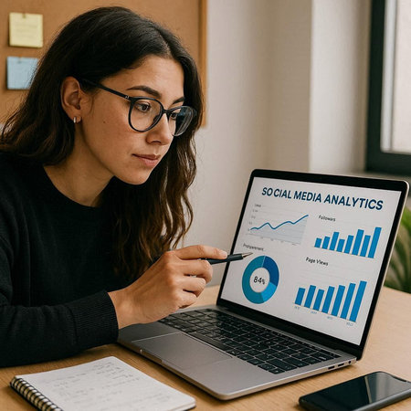 Businesswoman working on laptop and analyzing financial data. Accounting concept.