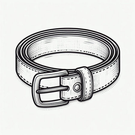 Vector illustration of a belt with a buckle on a white background.