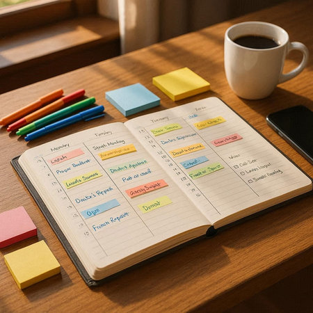 Planning Planner Schedule Reminder Memo Notebook Coffee Cup