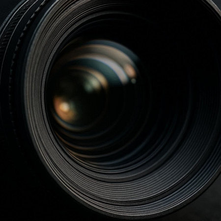 Close-up of a camera lens. Shallow depth of field.