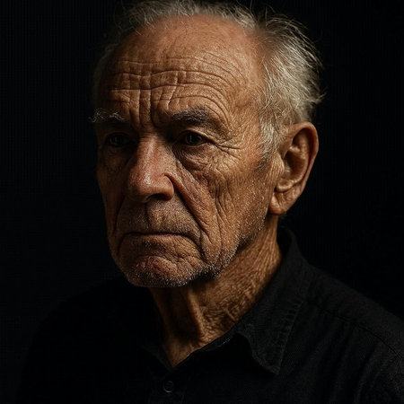 Portrait of an elderly man on a dark background. Toned.