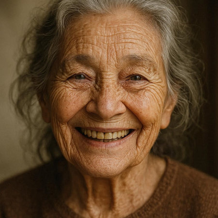 Portrait of a smiling elderly woman. Close-up portrait.