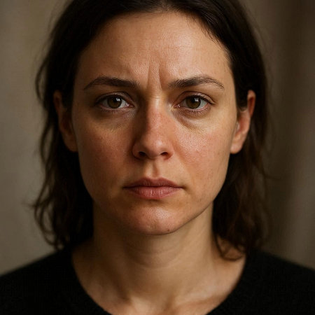 Portrait of a woman with a serious look on her face.