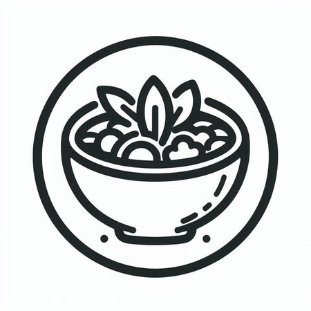 Thai spicy soup in bowl icon. Outline vector illustration.