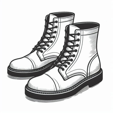 Vector illustration of a pair of boots in engraving style.