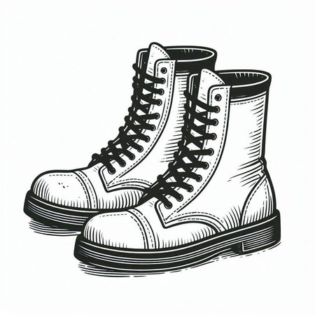 Sketch of boots. Hand drawn vector illustration in vintage style.