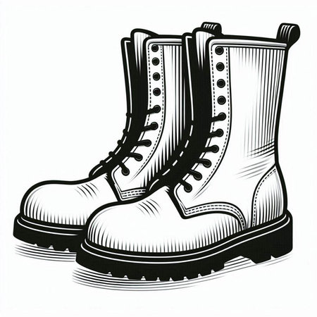 Hand drawn boots isolated on white background. Vector illustration in sketch style.