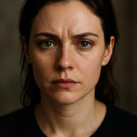 Portrait of a young woman with a serious expression on her face