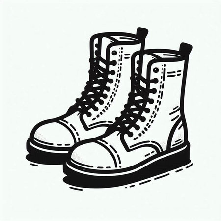 Sketch of a pair of hiking boots. Vector illustration.