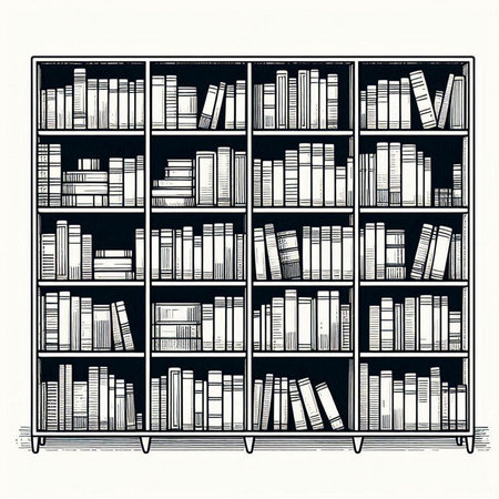 Bookshelf with books on a white background. Vector illustration.