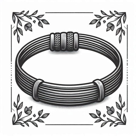 Tribal belt. Black and white engraving vector illustration.