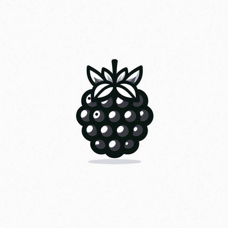 Blackberry fruit icon on white background. Vector illustration in flat style.の写真素材