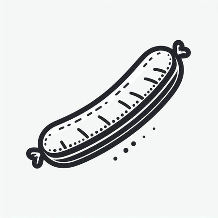 Sausage icon in doodle style. Vector illustration.の写真素材