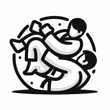 Man sitting on the moon with his family. Hand drawn vector illustration.