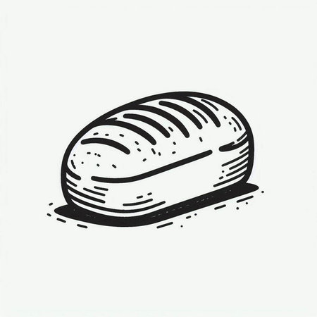 Bread icon. Hand drawn vector illustration in vintage engraved style.の写真素材