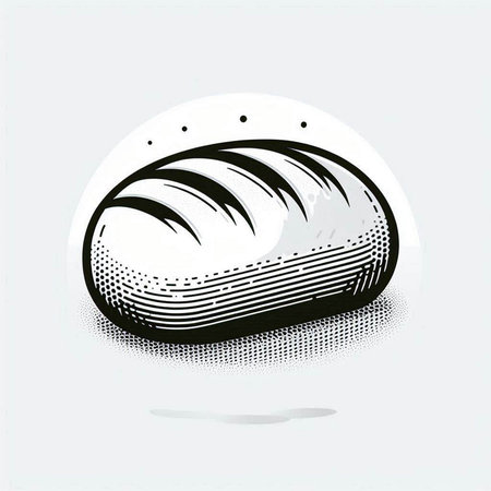 Bread icon on white background with halftone effect. Vector illustration.の写真素材