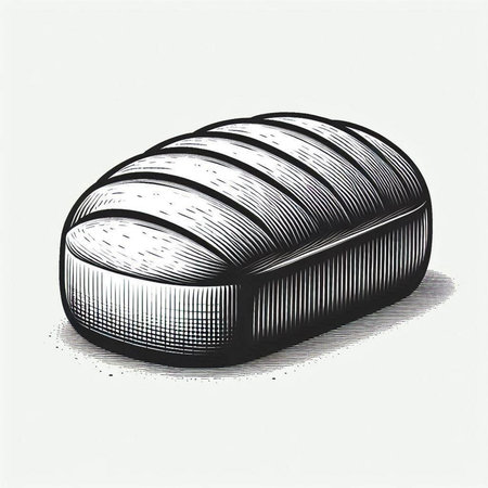 Illustration of a loaf of bread in engraving style.の写真素材