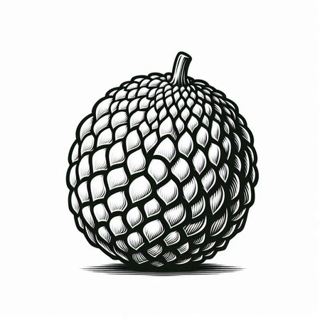 Custard apple fruit sketch isolated on white background. Vector illustration.