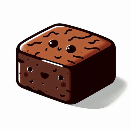 Illustration of a chocolate cake on a white background with shadow.