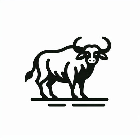 Vector image of a buffalo on a white background. Farm animal.