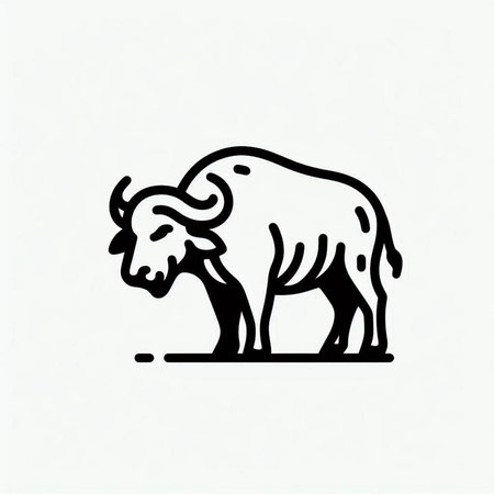 Vector image of a buffalo in a simple style on a white background