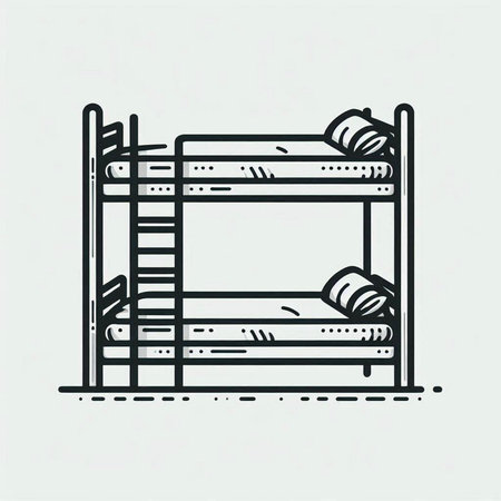 Bunk bed icon in doodle style. Vector illustration.