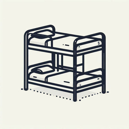 Bunk bed outline icon. Vector illustration in thin line style.