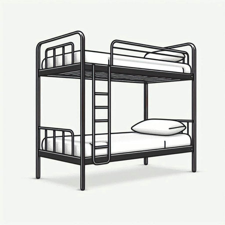 Illustration of a single bunk bed isolated on a white background.