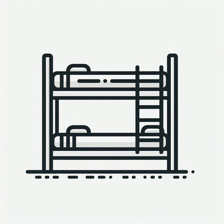 Bunk beds outline icon. Vector illustration in thin line style.