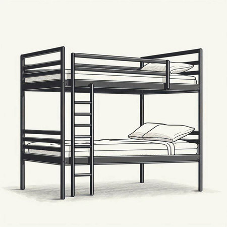 Bunk beds on a white background. Sketch. Vector illustration.