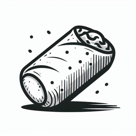 Illustration of a rolled roll of burrito on a white background