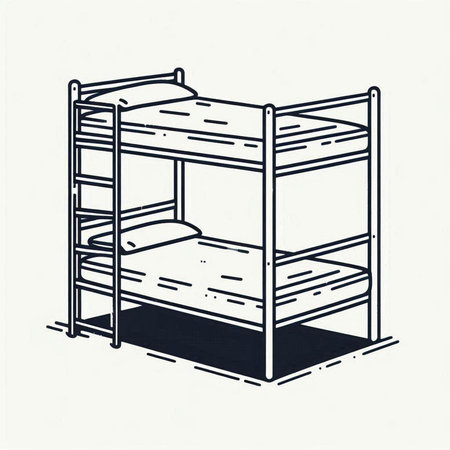 Bunk bed. Hand drawn vector illustration of a bunkbed.