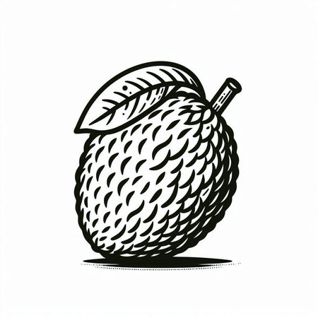 Lychee fruit isolated on white background. Vector illustration in sketch style.
