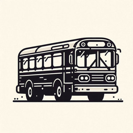 Bus. Black and white vector illustration. Isolated on white background.