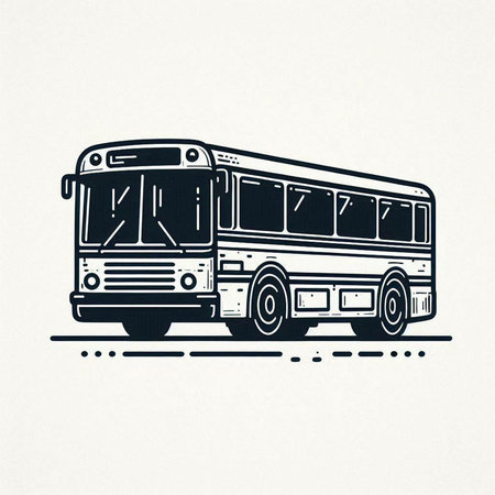 School bus isolated on white background. Vector illustration in retro style.