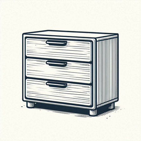 Drawing of a chest of drawers, sketch style vector illustration.の写真素材
