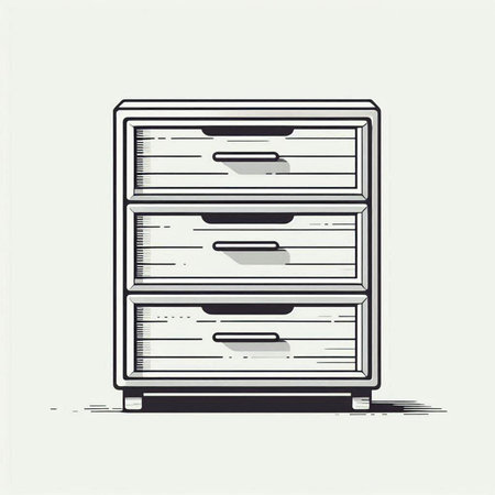 Drawing of a cabinet with drawers and drawers. Vector illustrationの写真素材