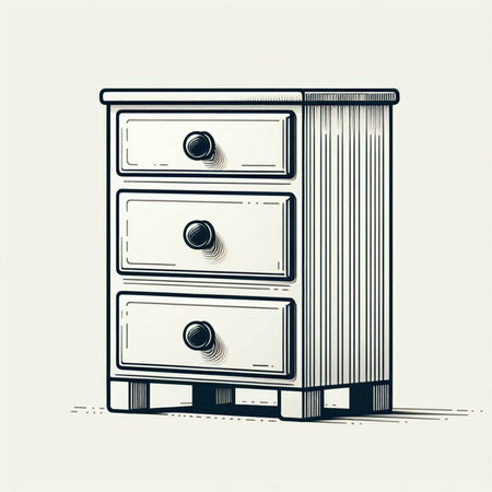 Drawing of a chest of drawers with drawers. Vector illustration