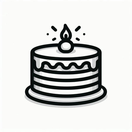 Birthday cake doodle icon. Vector illustration isolated on white background.