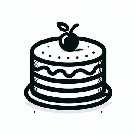 Cake doodle icon on white background, vector illustration.
