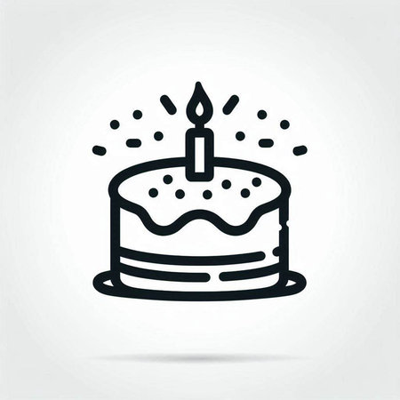 Birthday cake icon. Simple line vector illustration for web and mobile