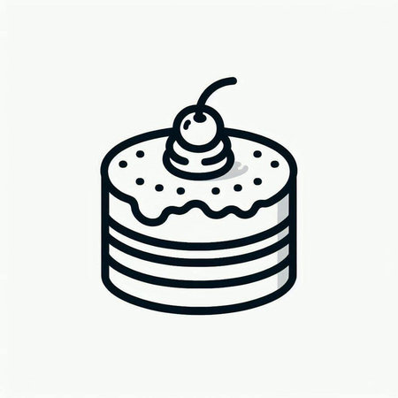 Cake line icon, vector illustration. Simple linear pictogram of cake.の写真素材